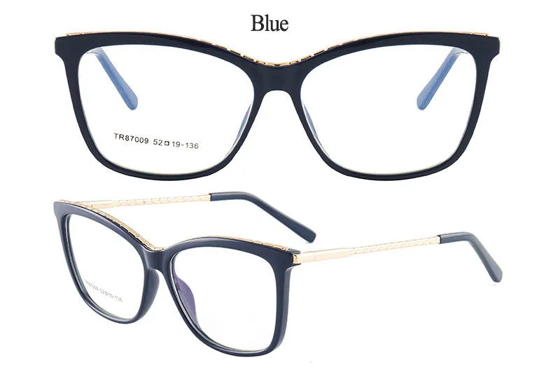 Hotony Woman's Full Rim Square TR 90 Resin Alloy Frame Eyeglasses 7009