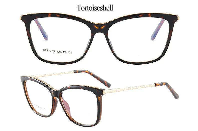 Hotony Woman's Full Rim Square TR 90 Resin Alloy Frame Eyeglasses 7009