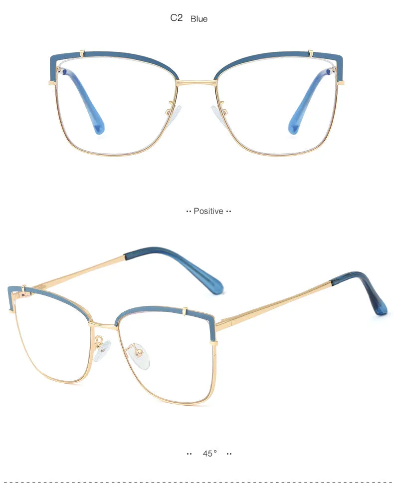 Hotony Women's Full Rim Cat Eye Alloy Frame Eyeglasses 95731