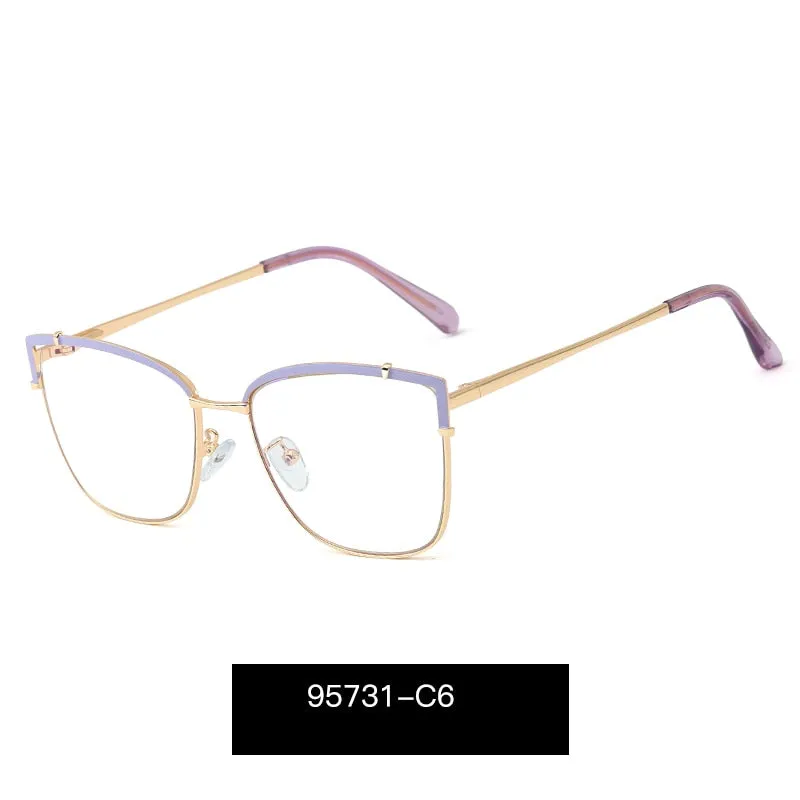 Hotony Women's Full Rim Cat Eye Alloy Frame Eyeglasses 95731