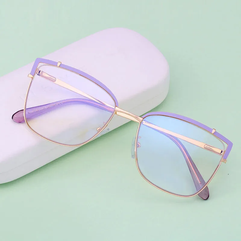 Hotony Women's Full Rim Cat Eye Alloy Frame Eyeglasses 95731