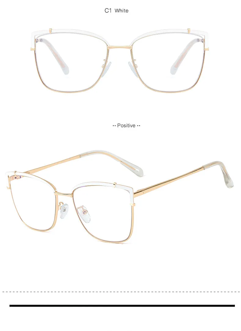 Hotony Women's Full Rim Cat Eye Alloy Frame Eyeglasses 95731