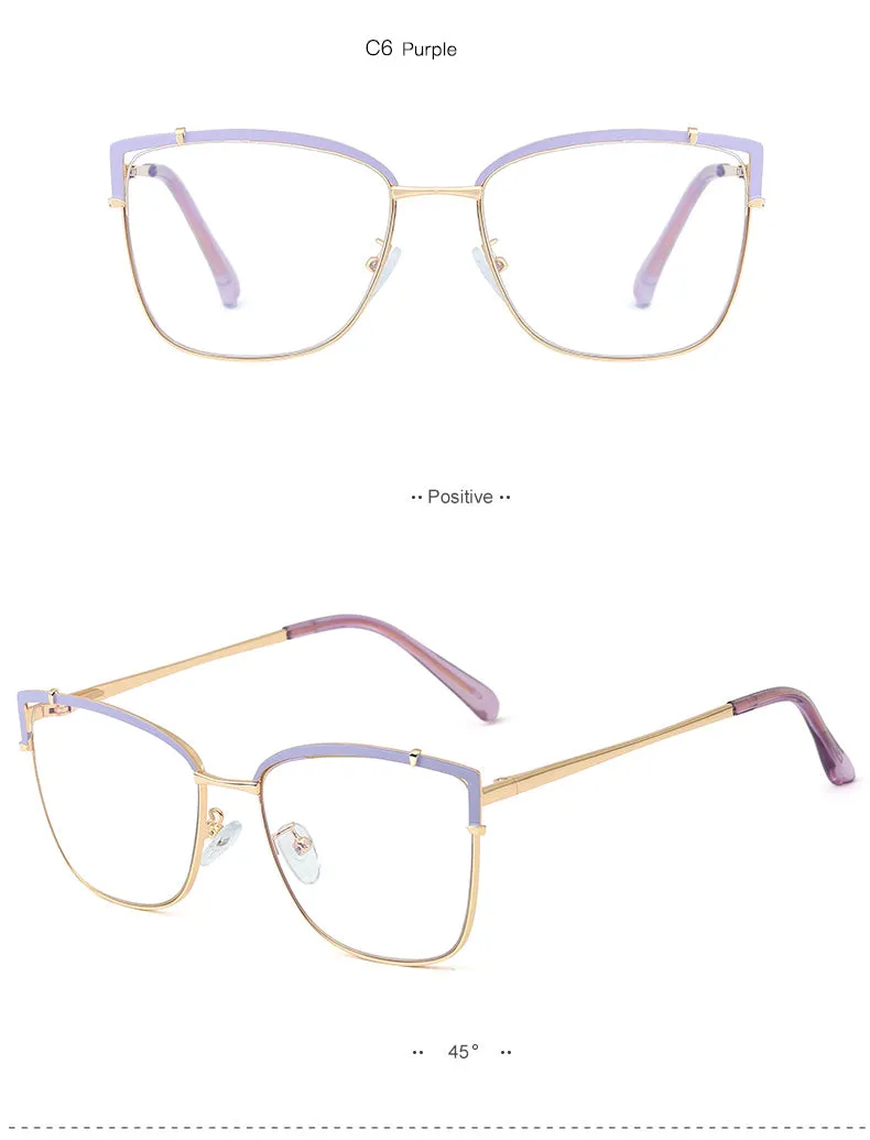 Hotony Women's Full Rim Cat Eye Alloy Frame Eyeglasses 95731