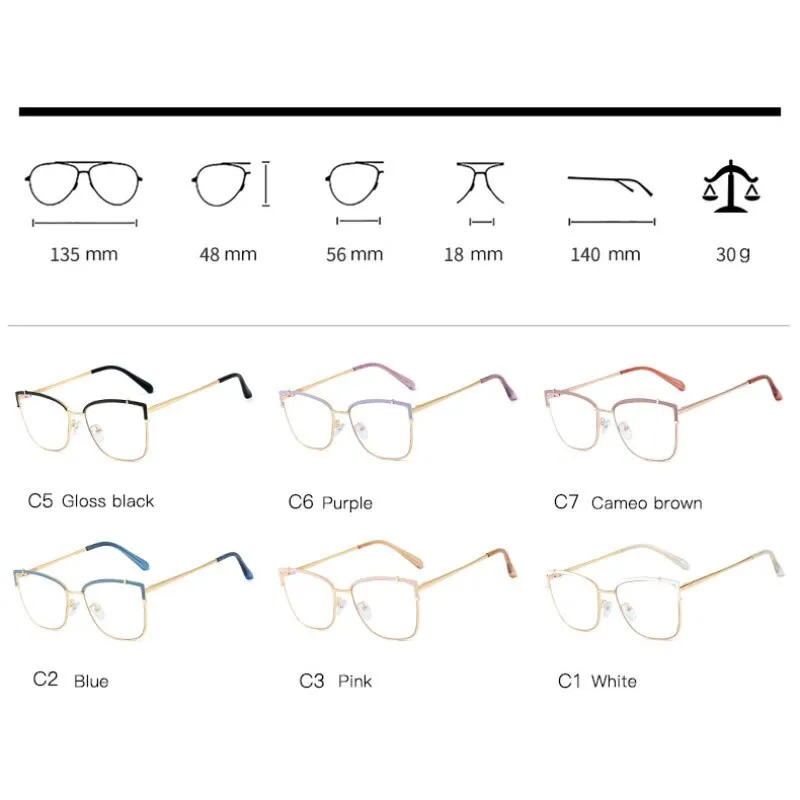 Hotony Women's Full Rim Cat Eye Alloy Frame Eyeglasses 95731