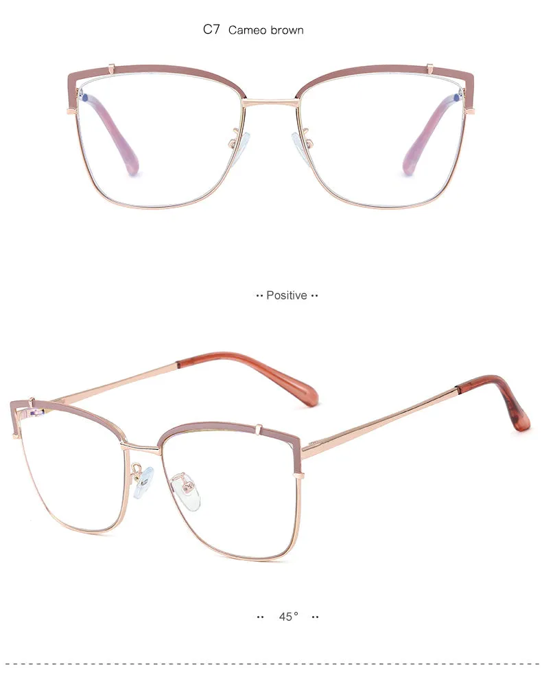 Hotony Women's Full Rim Cat Eye Alloy Frame Eyeglasses 95731