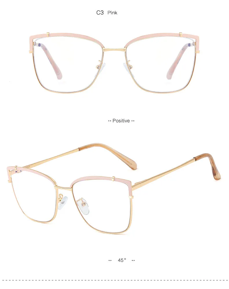 Hotony Women's Full Rim Cat Eye Alloy Frame Eyeglasses 95731