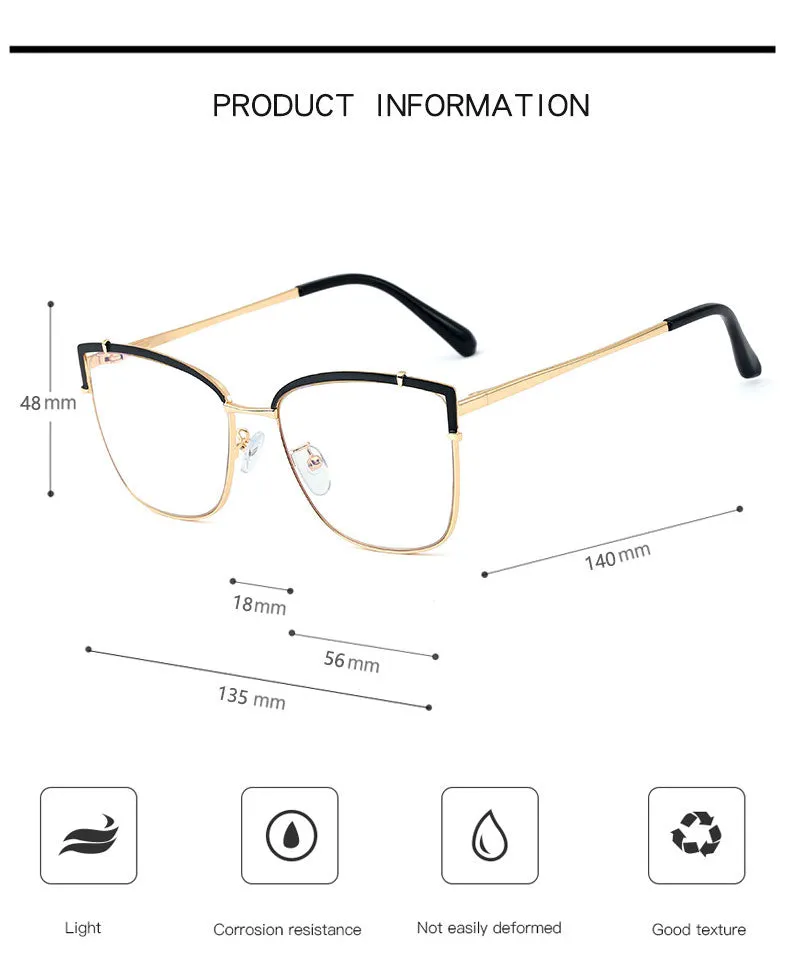 Hotony Women's Full Rim Cat Eye Alloy Frame Eyeglasses 95731