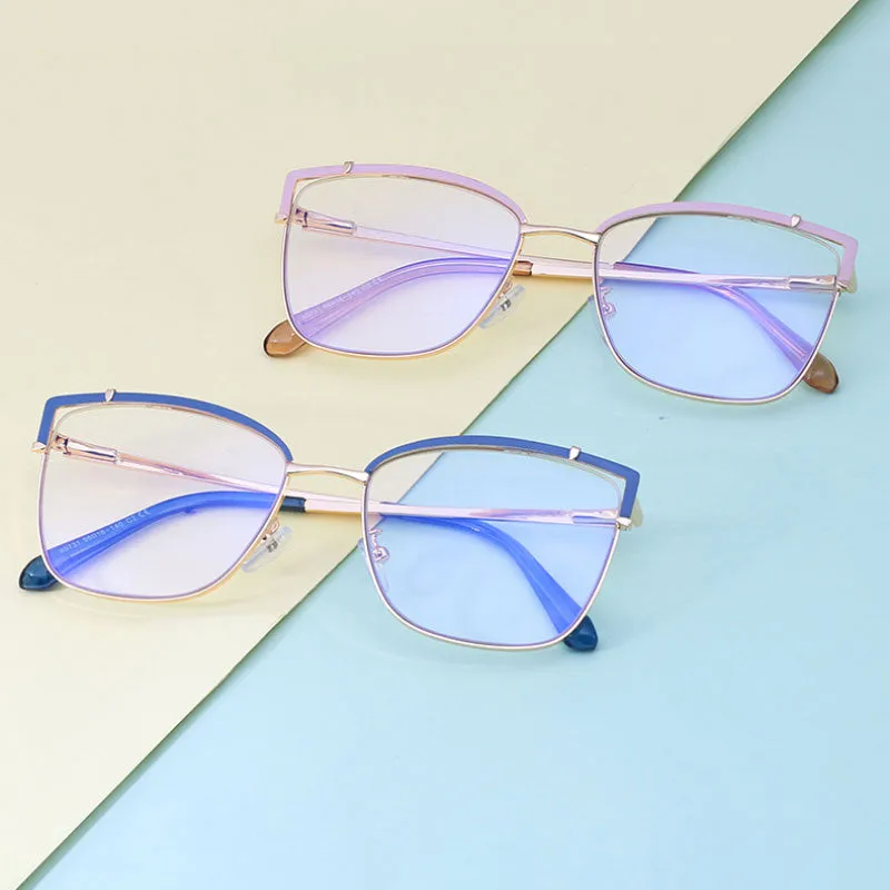 Hotony Women's Full Rim Cat Eye Alloy Frame Eyeglasses 95731