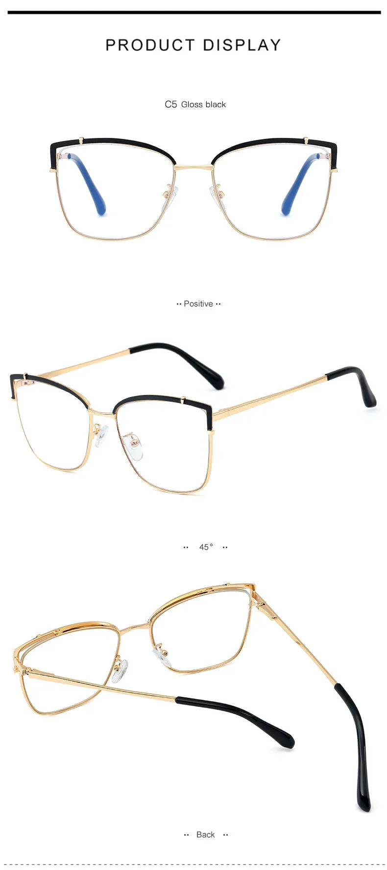 Hotony Women's Full Rim Cat Eye Alloy Frame Eyeglasses 95731