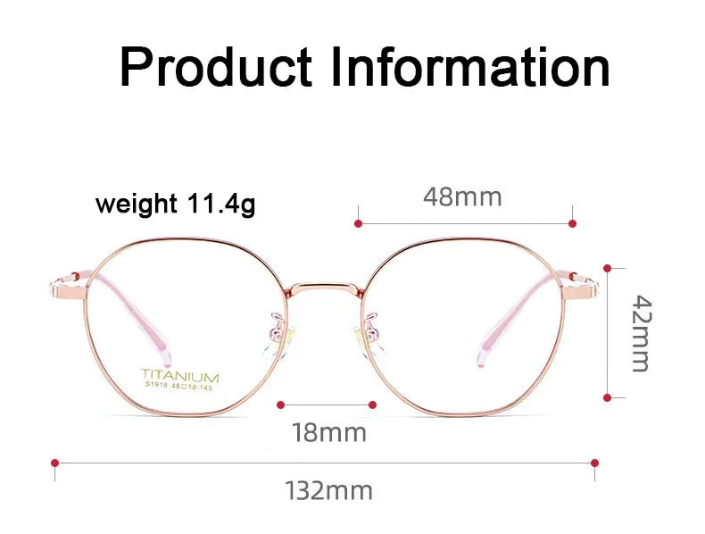 Hotony Women's Full Rim Round Titanium Frame Eyeglasses S1918