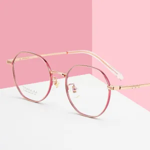 Hotony Women's Full Rim Round Titanium Frame Eyeglasses S1918