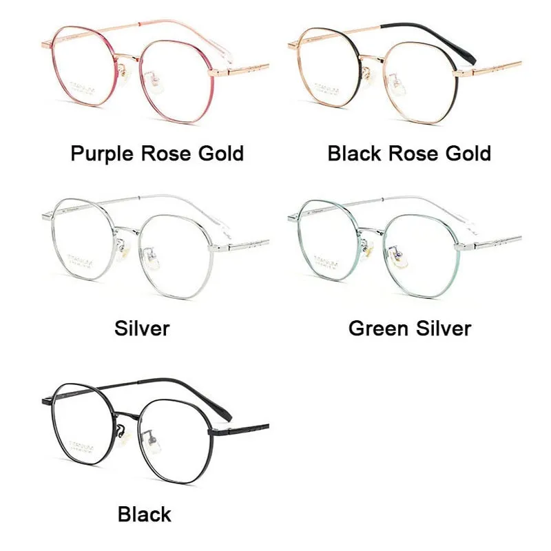 Hotony Women's Full Rim Round Titanium Frame Eyeglasses S1918