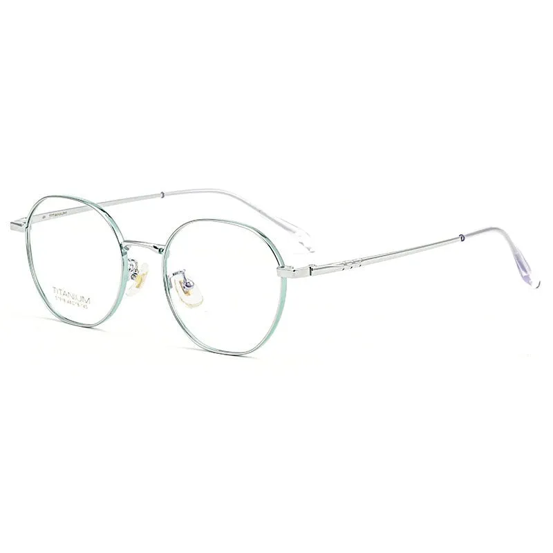 Hotony Women's Full Rim Round Titanium Frame Eyeglasses S1918