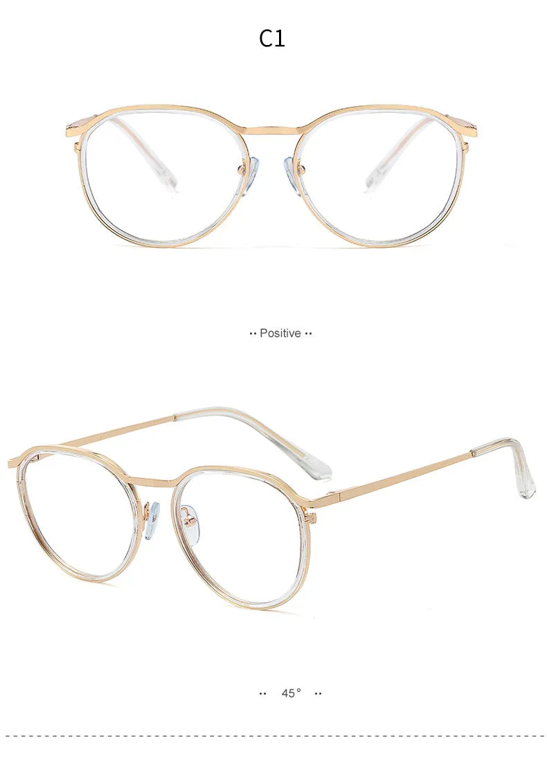 Hotony Women's Full Rim Round TR 90 Resin Alloy Frame Eyeglasses 95909