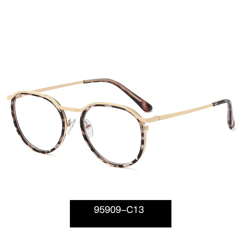 Hotony Women's Full Rim Round TR 90 Resin Alloy Frame Eyeglasses 95909