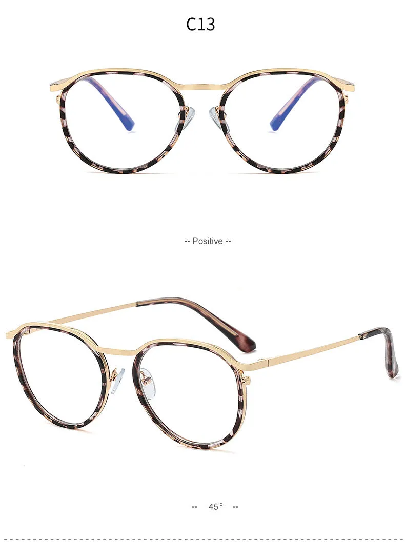 Hotony Women's Full Rim Round TR 90 Resin Alloy Frame Eyeglasses 95909
