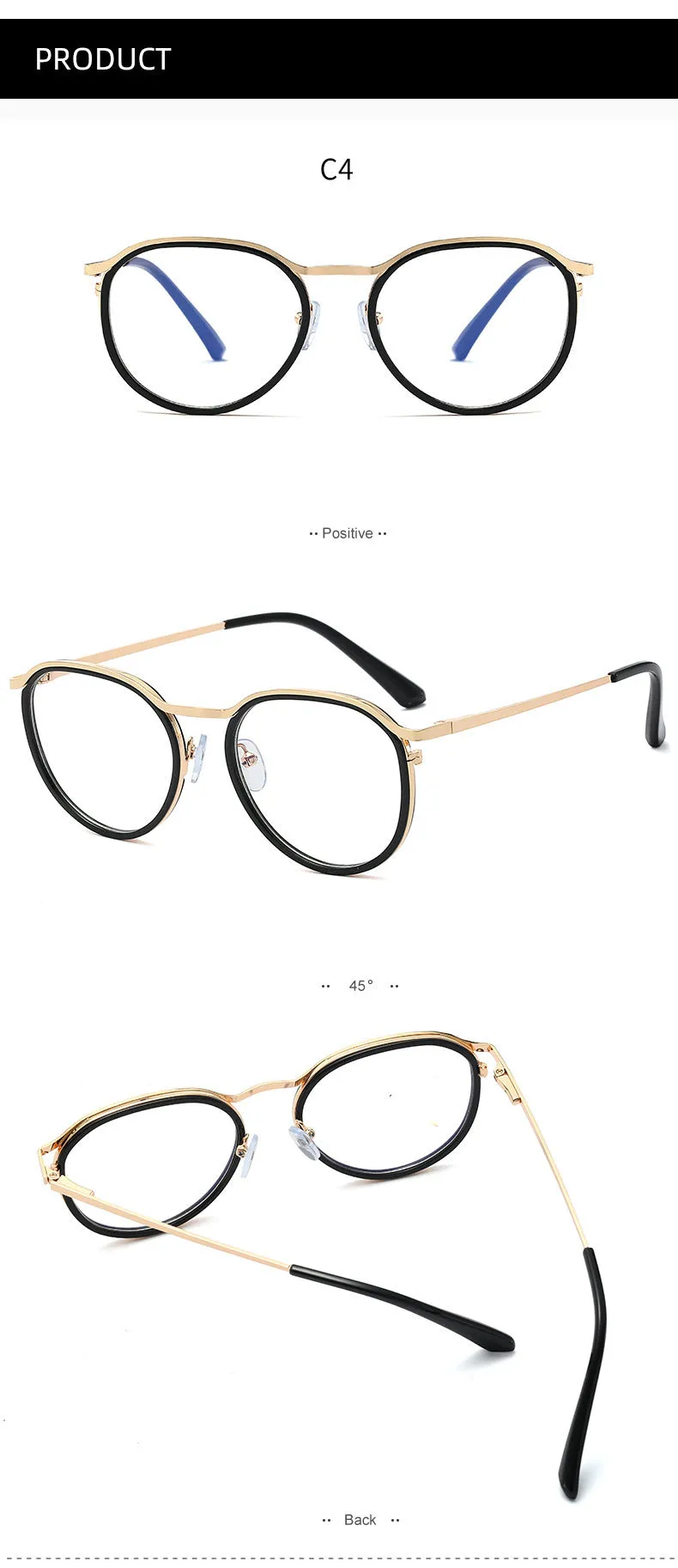 Hotony Women's Full Rim Round TR 90 Resin Alloy Frame Eyeglasses 95909