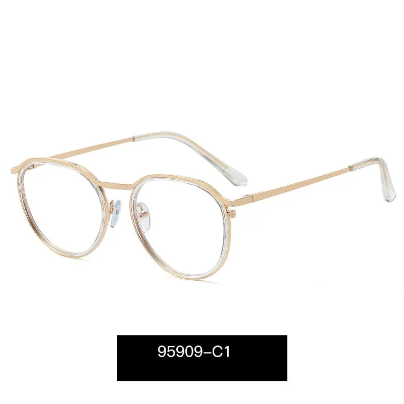 Hotony Women's Full Rim Round TR 90 Resin Alloy Frame Eyeglasses 95909