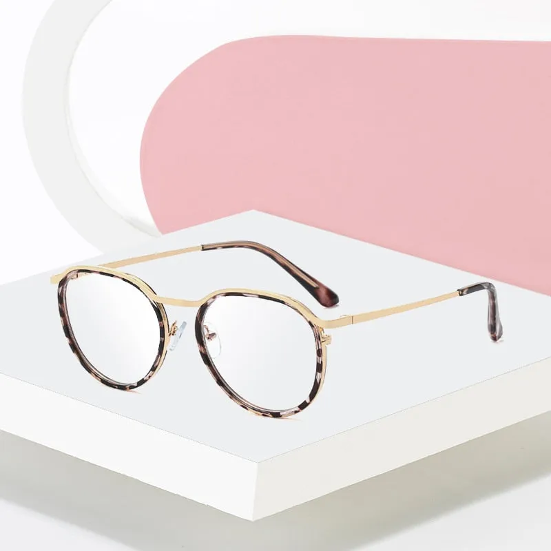 Hotony Women's Full Rim Round TR 90 Resin Alloy Frame Eyeglasses 95909