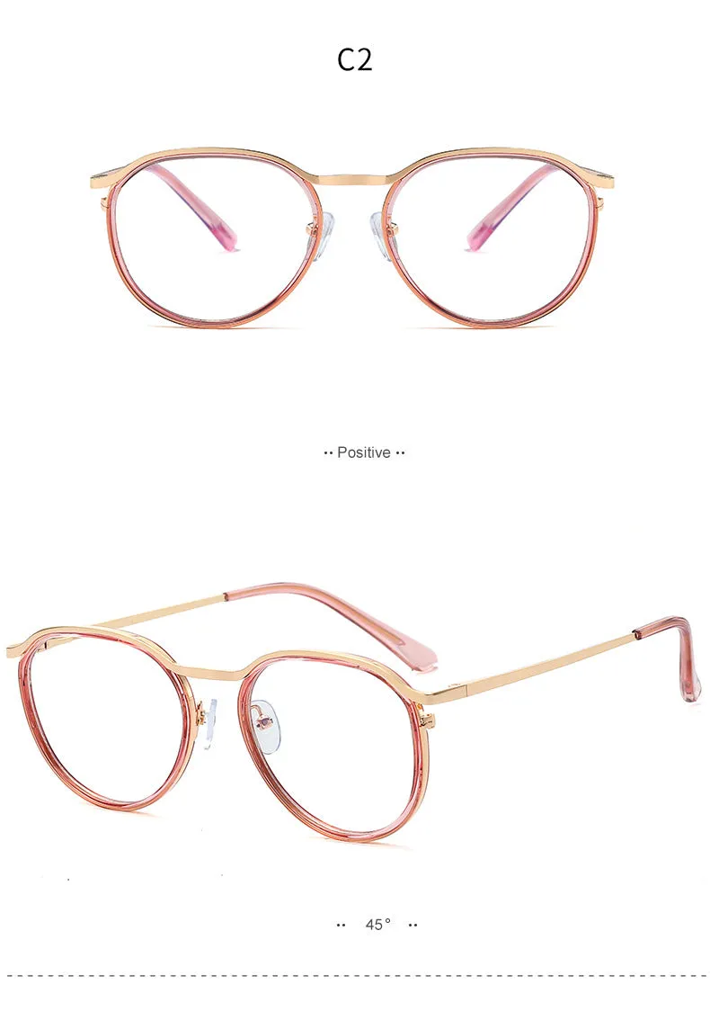 Hotony Women's Full Rim Round TR 90 Resin Alloy Frame Eyeglasses 95909