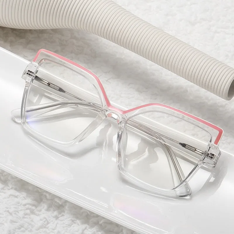 Hotony Women's Full Rim Square Cat Eye Alloy Eyeglasses 95977