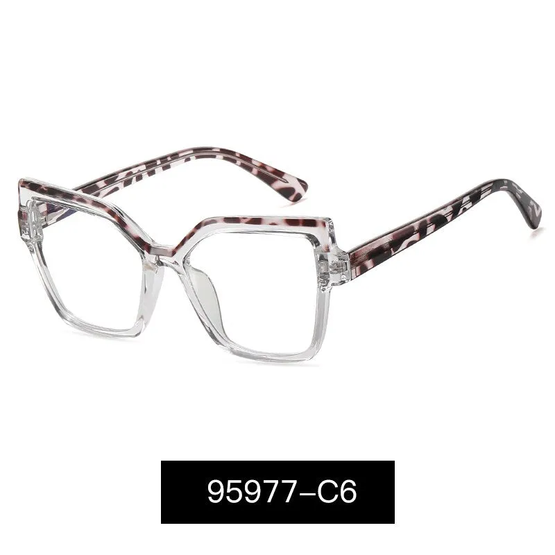 Hotony Women's Full Rim Square Cat Eye Alloy Eyeglasses 95977