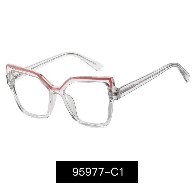 Hotony Women's Full Rim Square Cat Eye Alloy Eyeglasses 95977