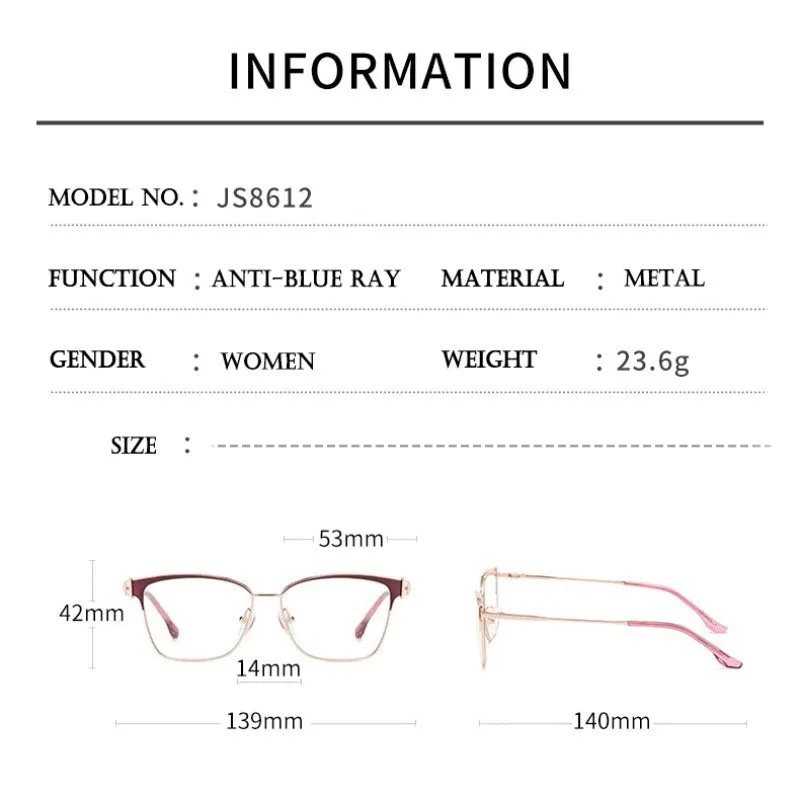 Hotony Women's Full Rim Square Tr 90 Alloy Eyeglasses Js8612