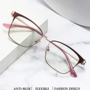 Hotony Women's Full Rim Square Tr 90 Alloy Eyeglasses Js8612