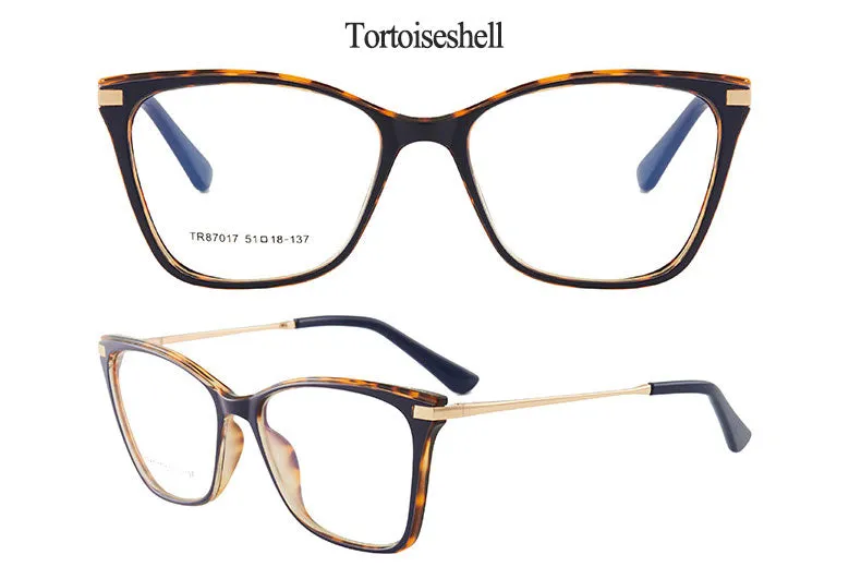 Hotony Women's Full Rim TR 90 Resin Cat Eye Frame Eyeglasses 7017