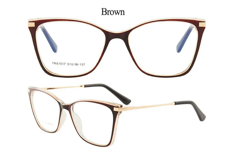 Hotony Women's Full Rim TR 90 Resin Cat Eye Frame Eyeglasses 7017