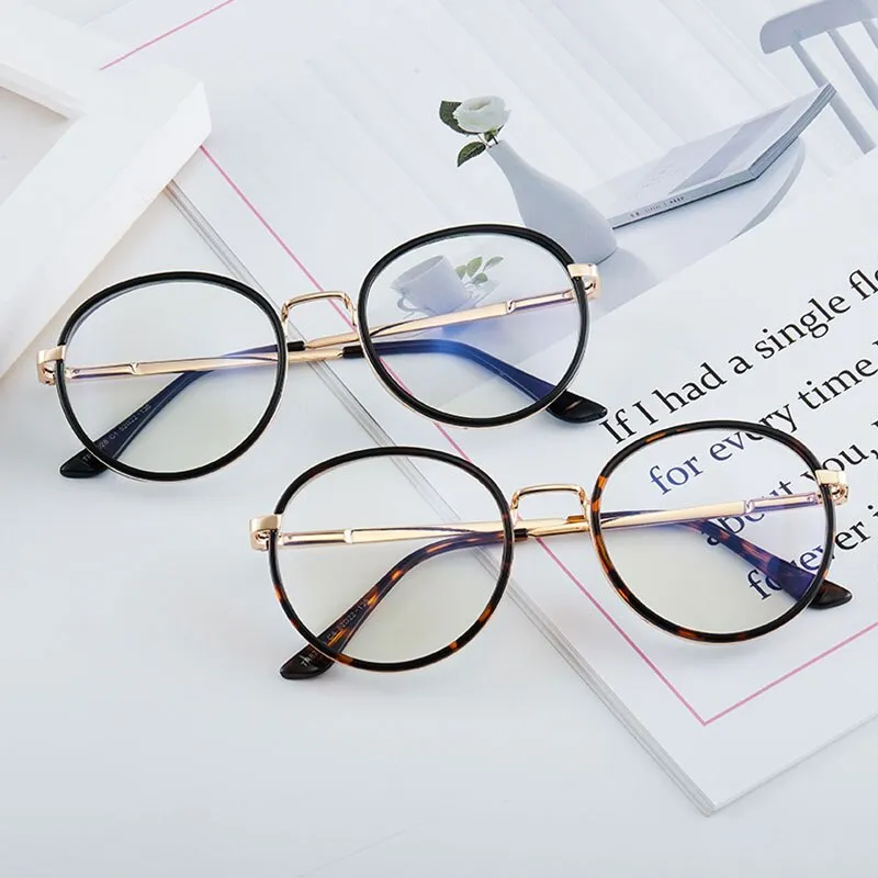 Hotony Women's Full Rim TR 90 Resin Round Frame Eyeglasses 7028