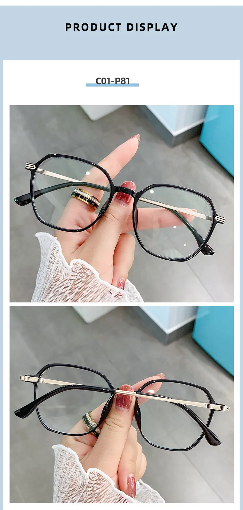 Hotony Women's Full Rim TR 90 Resin Square Frame Eyeglasses Lk301