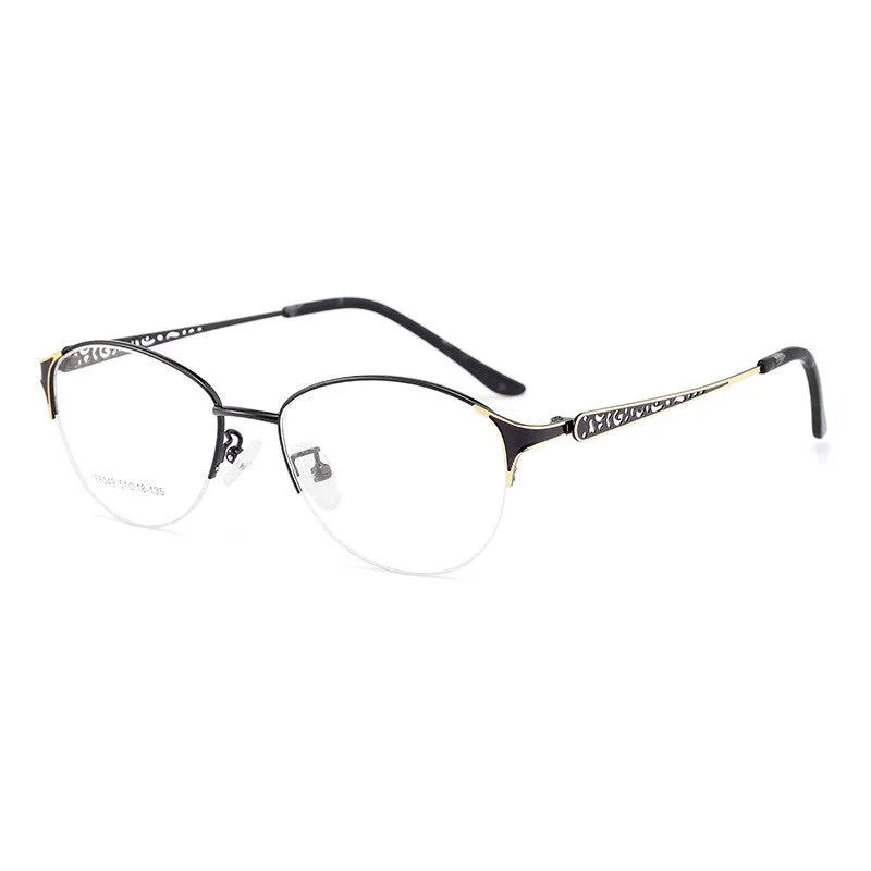 Hotony Women's Semi Rim Oval Alloy Eyeglasses F6049
