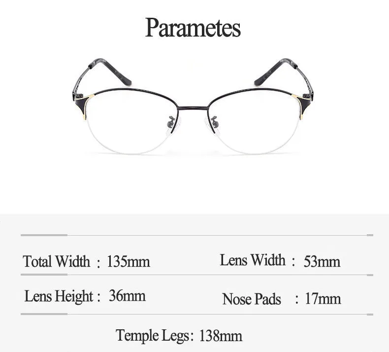Hotony Women's Semi Rim Oval Alloy Eyeglasses F6049