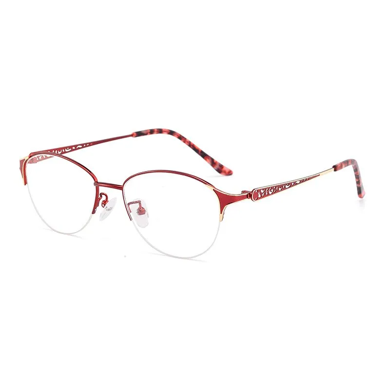 Hotony Women's Semi Rim Oval Alloy Eyeglasses F6049