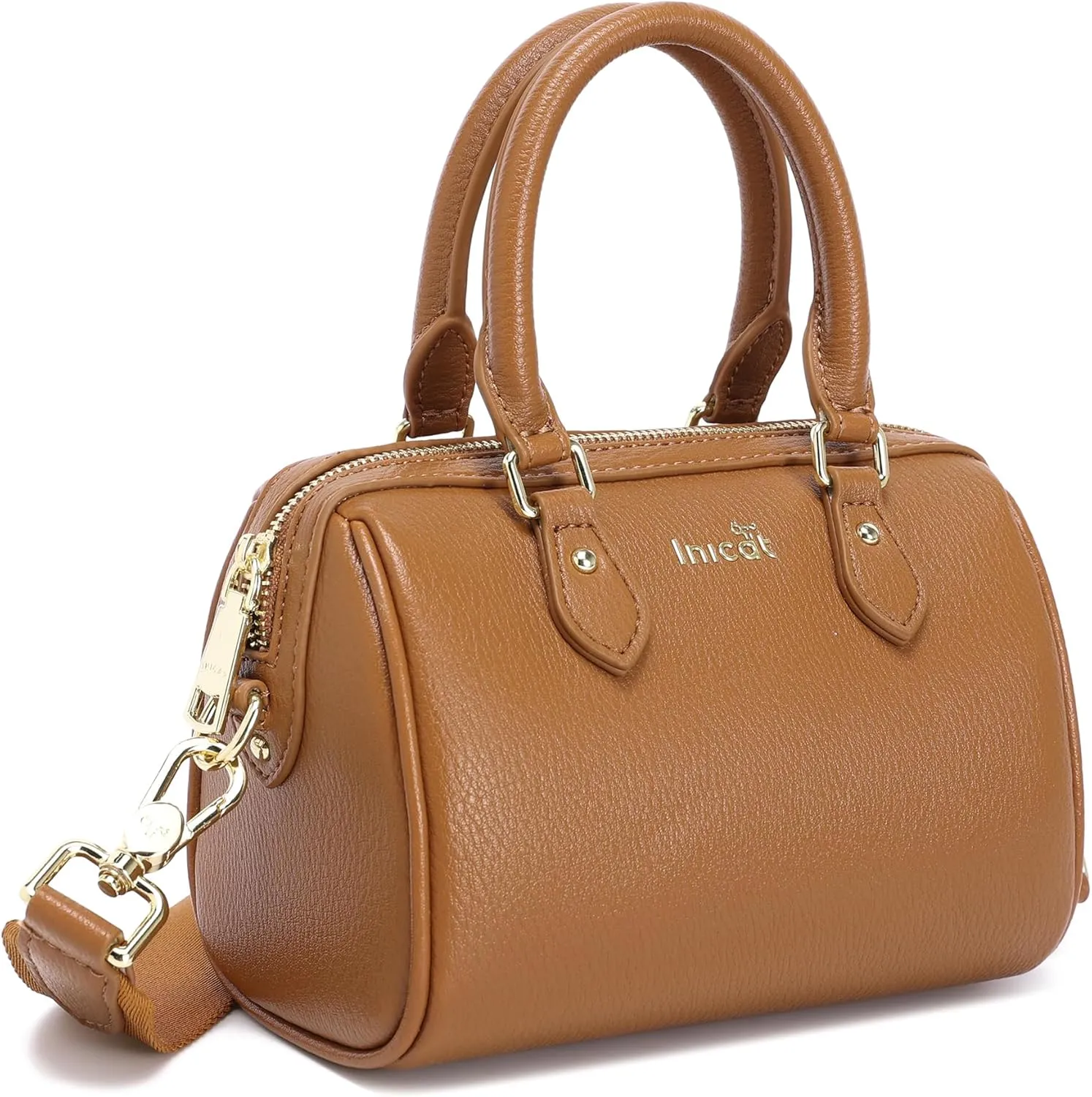 INICAT Mini Purse Small Satchel Top-Handle Handbag Boston Barrel Travel Bags for Women with Detachable Crossbody Strap