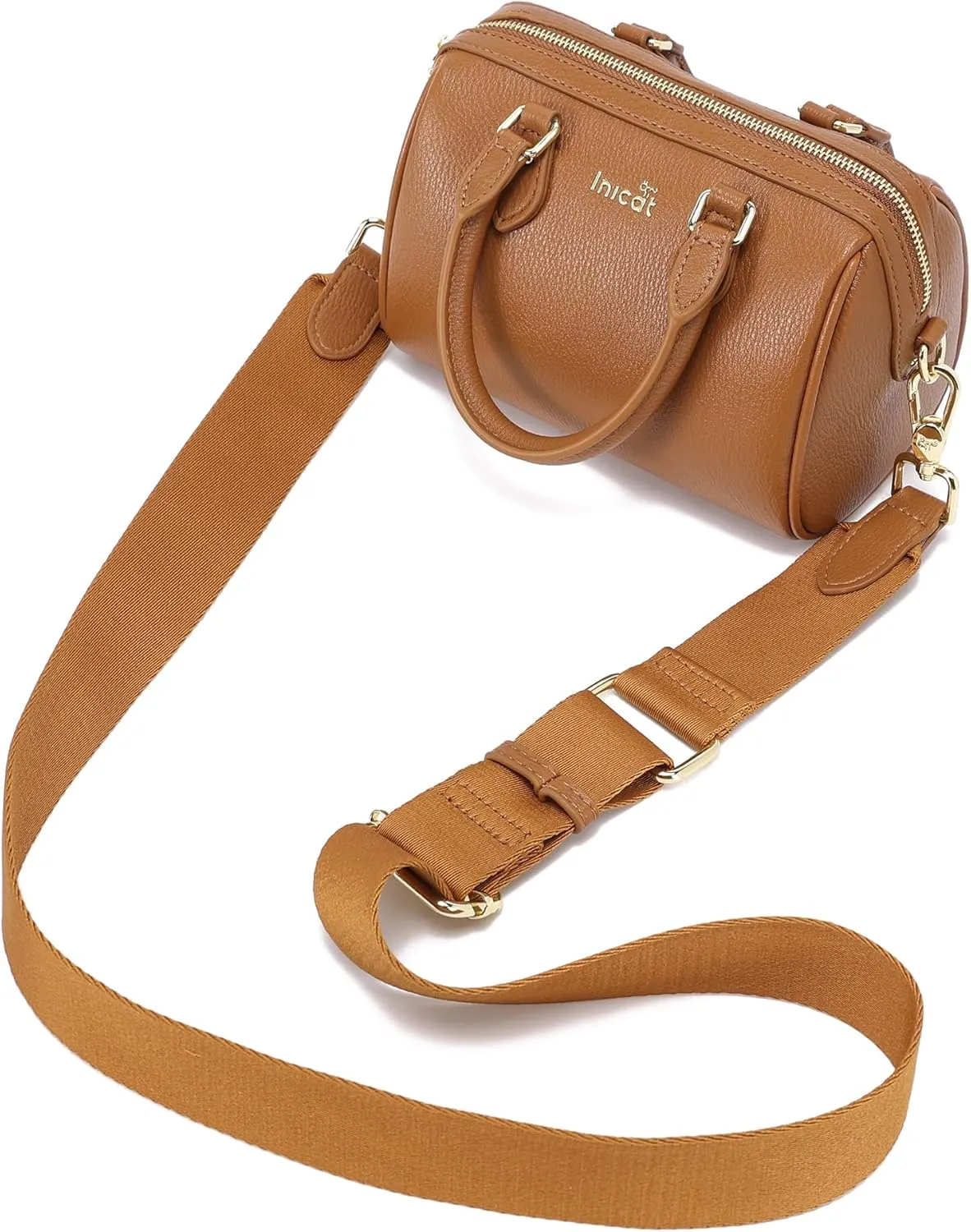 INICAT Mini Purse Small Satchel Top-Handle Handbag Boston Barrel Travel Bags for Women with Detachable Crossbody Strap