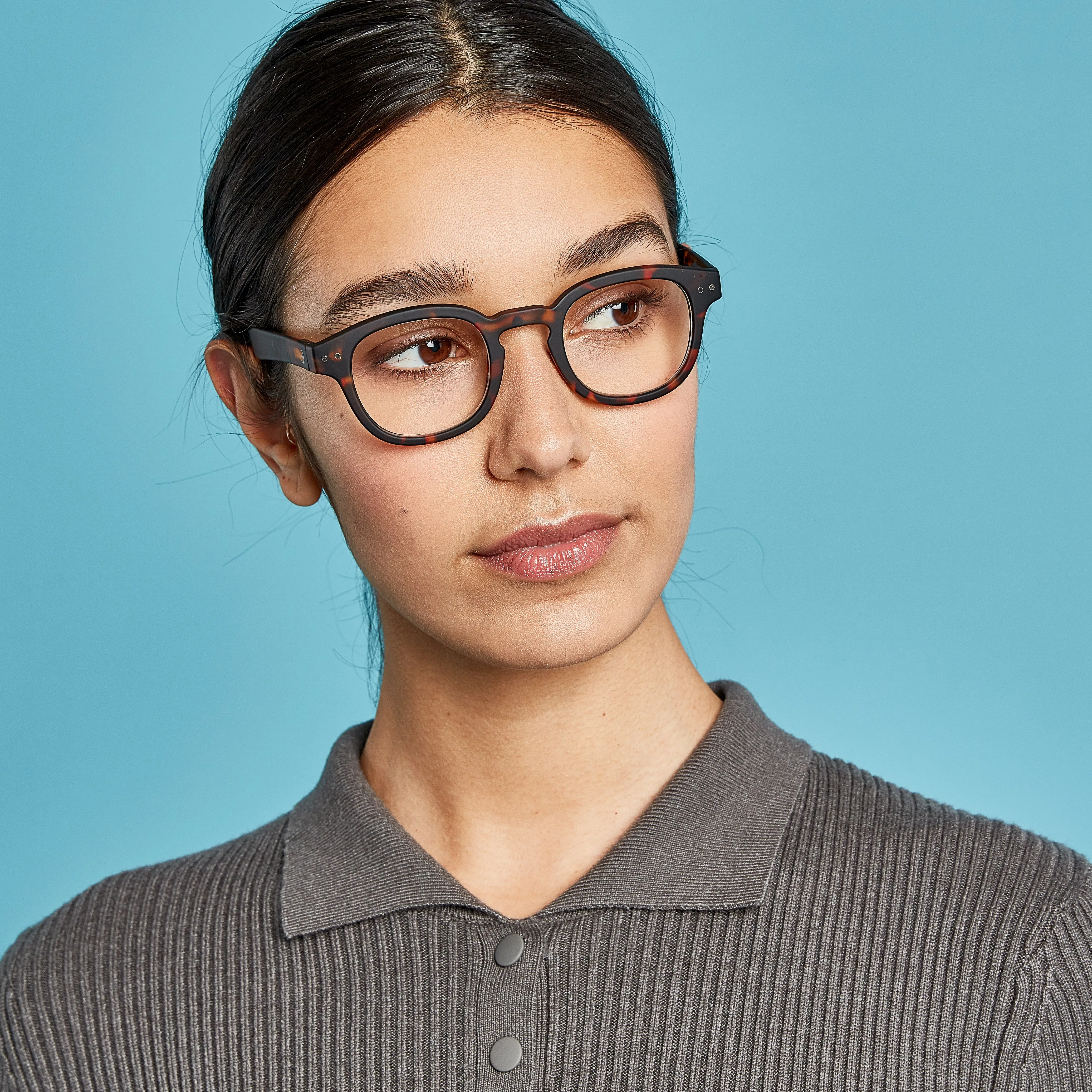 IZIPIZI Rounded-Edge Square Reading Glasses #C - Black