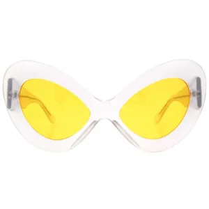JETZ Frost/Yellow Extreme Round Cat-Eye Sunglasses