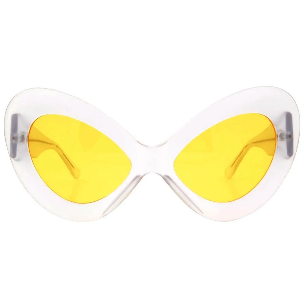 JETZ Frost/Yellow Extreme Round Cat-Eye Sunglasses