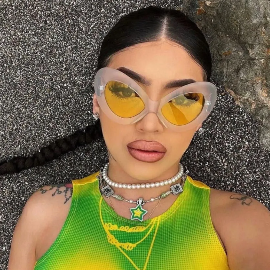 JETZ Frost/Yellow Extreme Round Cat-Eye Sunglasses