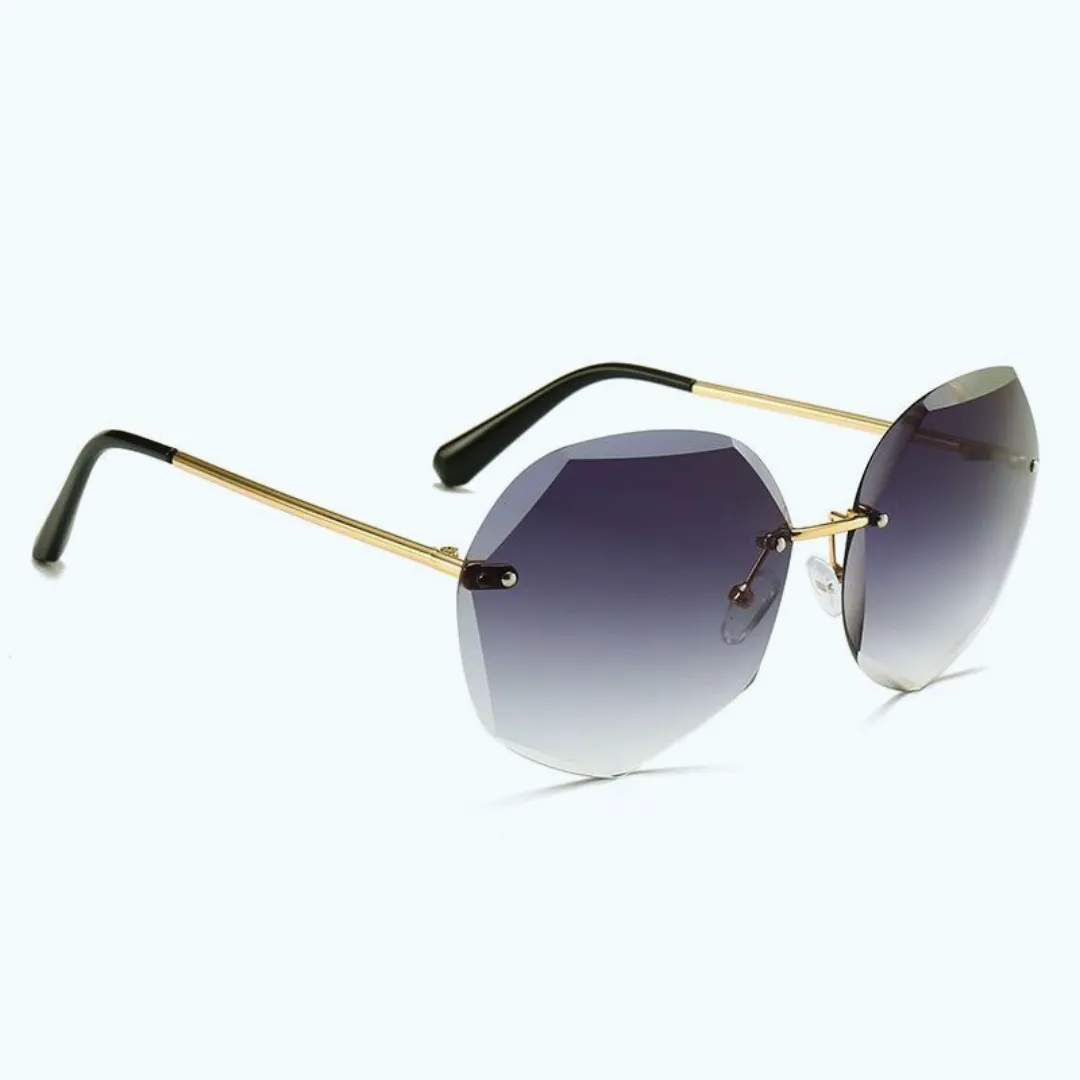 Jubleelens Rimless Black Sunglasses - Oversized with UV Protection for Woman