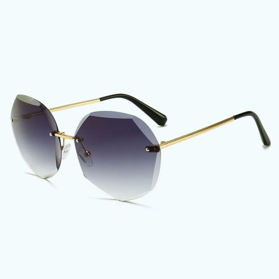 Jubleelens Rimless Black Sunglasses - Oversized with UV Protection for Woman