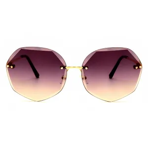 Jubleelens Rimless Brown Sunglasses - Oversized with UV Protection for Woman