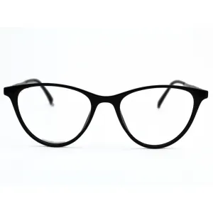 Jubleelens Stylish Oval Eyeglasses for Women - Glossy Black Silver Black126706