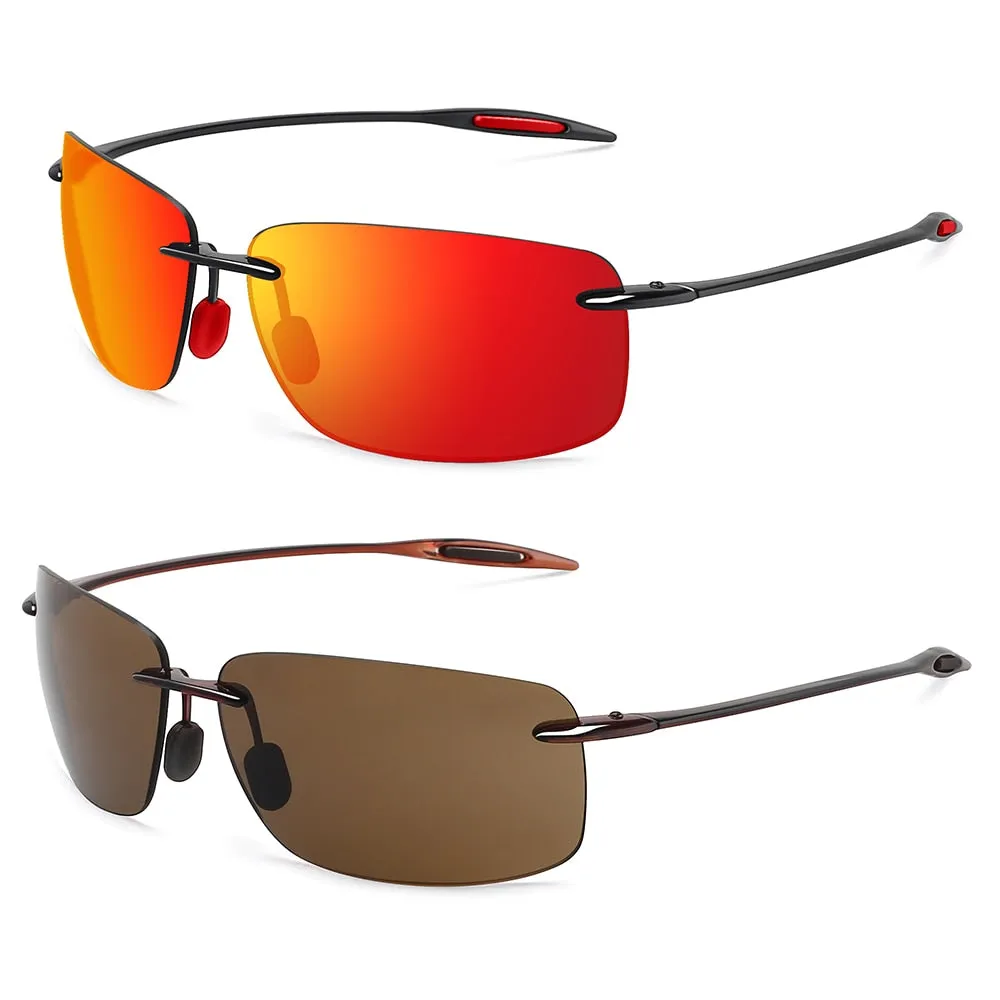 JULI The Matrix Classic Sports Rimless Sunglasses Men Orange Male Driving Rectangle Ultralight Frame Sun Glasses UV400 MJ8009
