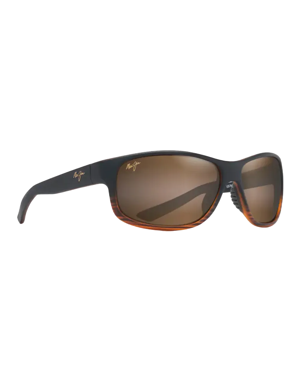 Kaiwi Channel Polarised Wrap Sunglasses in Dark Brown Stripe & HCL Bronze