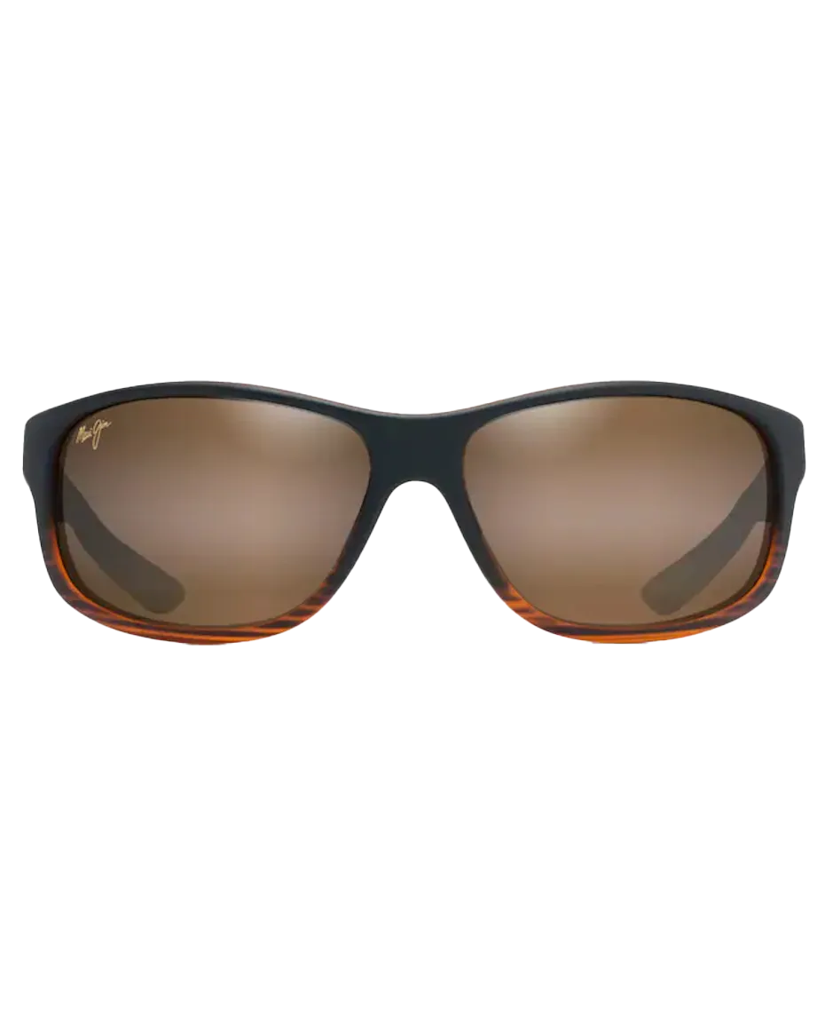 Kaiwi Channel Polarised Wrap Sunglasses in Dark Brown Stripe & HCL Bronze