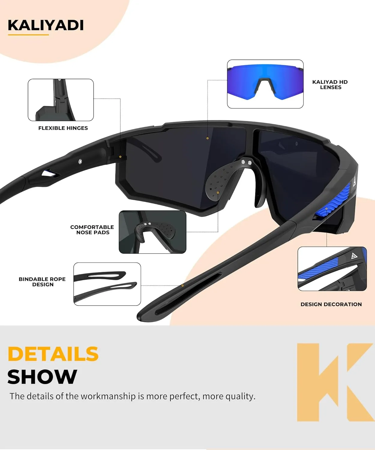 KALIYADI Kids-Sunglasses Youth Baseball Sunglasses: Boys Girls Sports Cycling Running Age 3-12 UV400 Protection